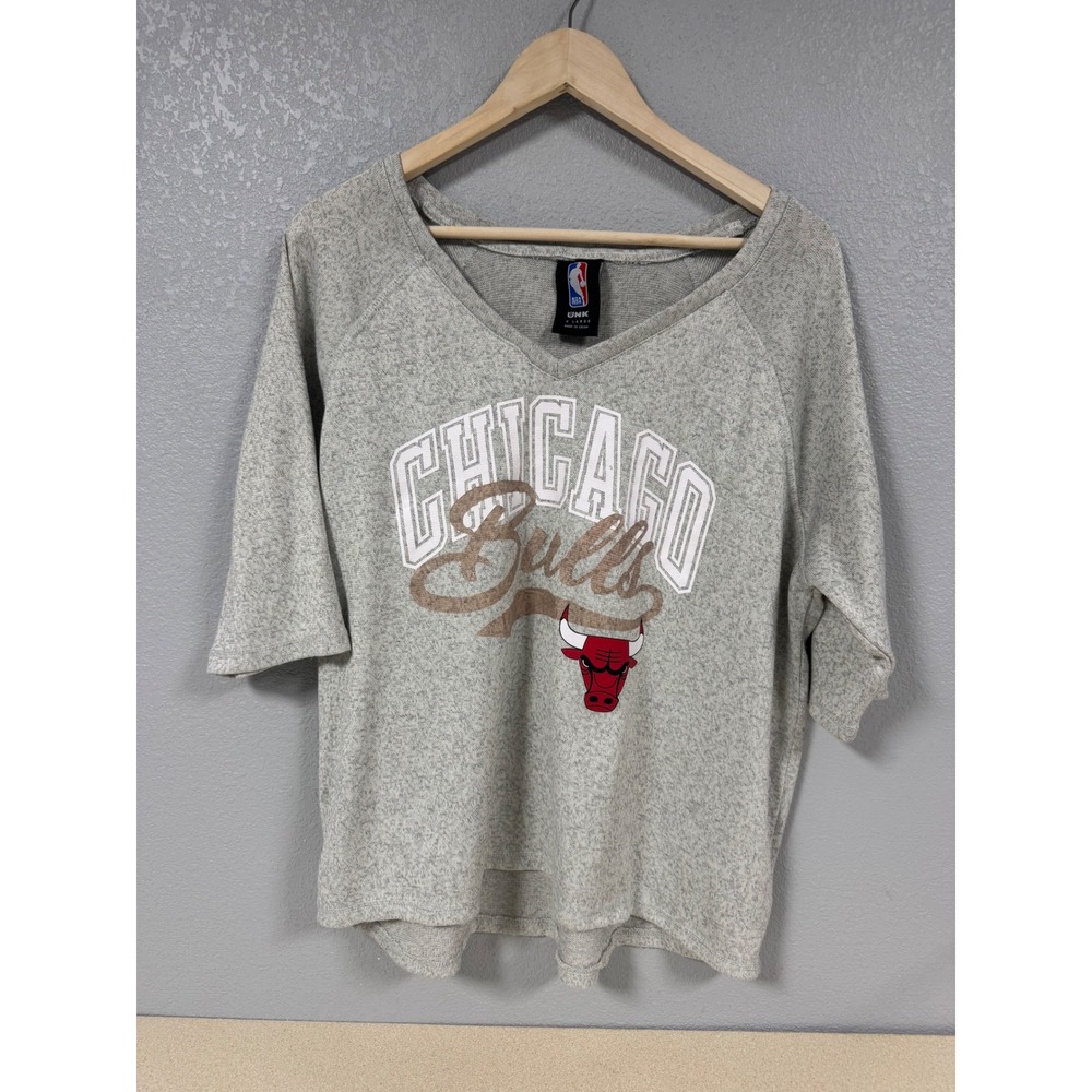 UNK NBAChicago Bulls V Neck Pullover Top Womens X Large Gray NBA‎ Athletic